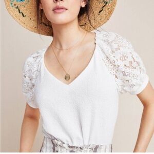 Anthro Sunday in Brooklyn Laced Sleeve Top